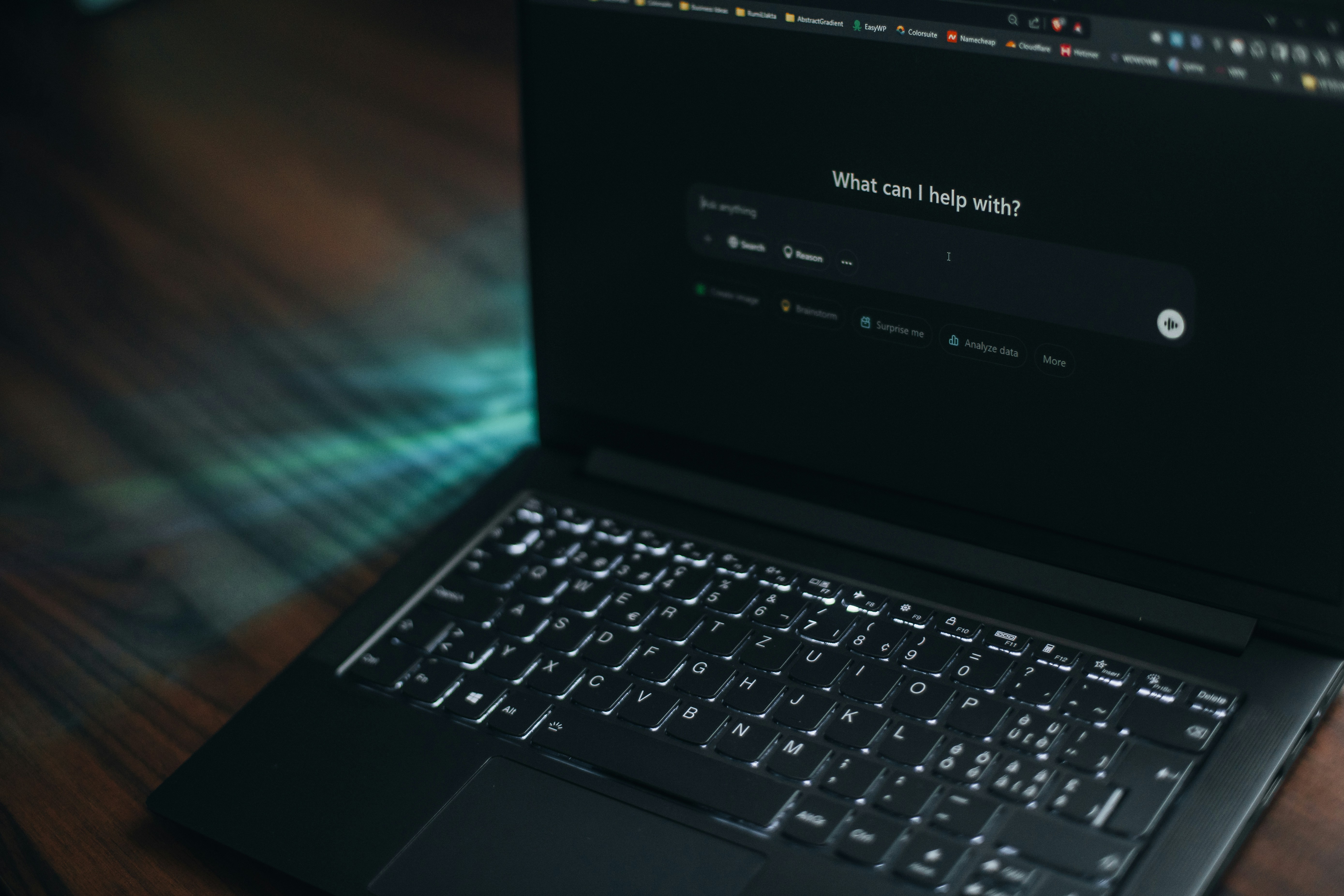 Laptop showing AI search interface